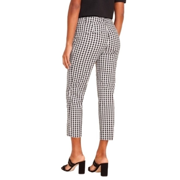 ANN TAYLOR Factory Ankle Crop Pants, Gingham Check, Black/White, Women's… - Picture 7 of 15